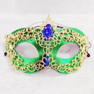 Green masquerade mask, cosplay mask, Halloween mask, Venetian mask, Prom mask
